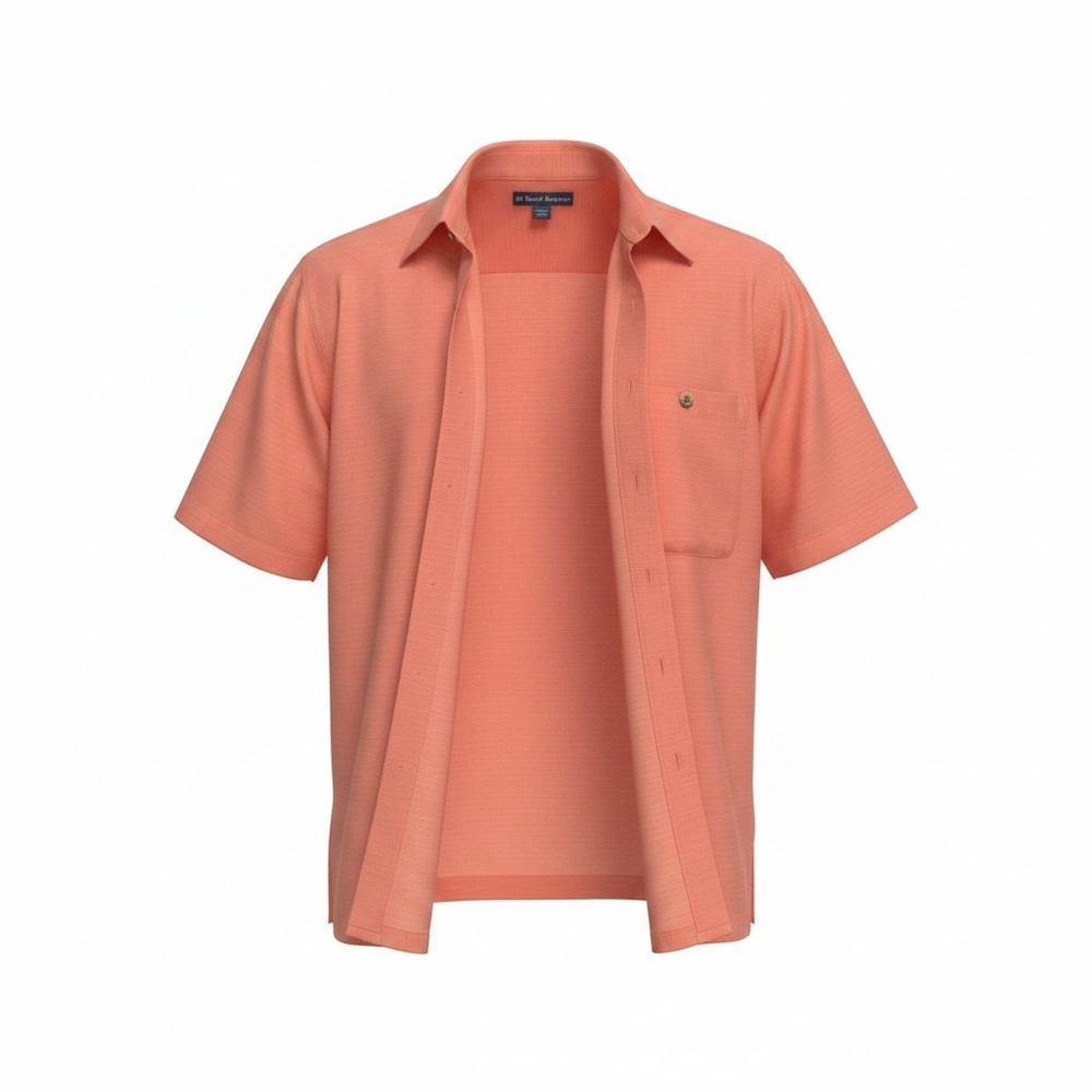 Short Sleeve Button Up West Marine Size M Mens Orange Excellent Microfiber Camp